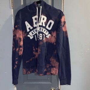 Aeropostale Navy and Pink Tie-Dye Hoodie